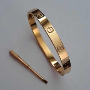 Gold Love Screw Bangle Bracelet with Screw Driver
